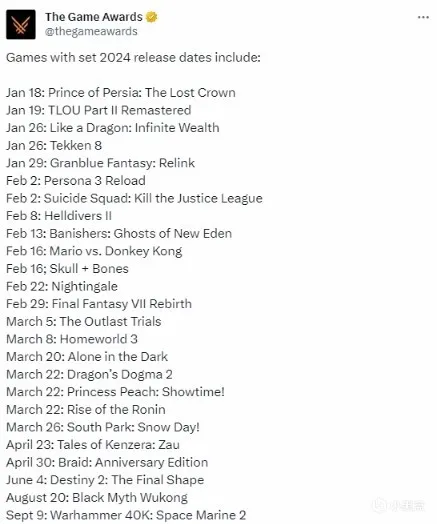 博德之门3Steam年度；Epic喜加一黎明前20分钟；2024TGA官推新游