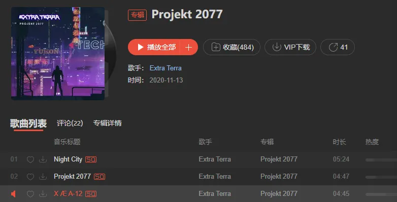 歌单扩展：赛博朋克音乐推荐