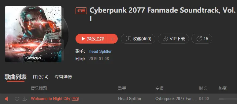 歌单扩展：赛博朋克音乐推荐