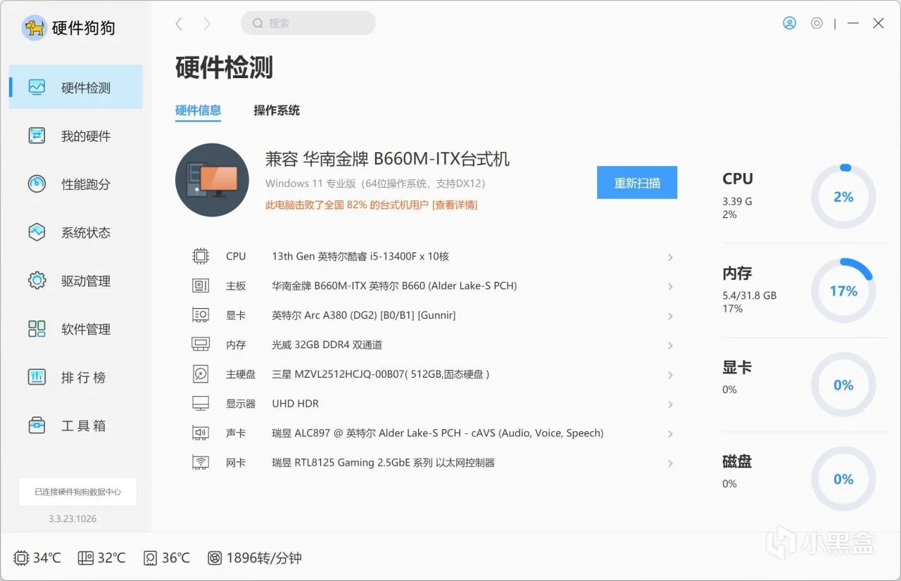 ITX性能小钢炮：机械大师E24+13400F处理器+蓝戟A380刀卡装机体验