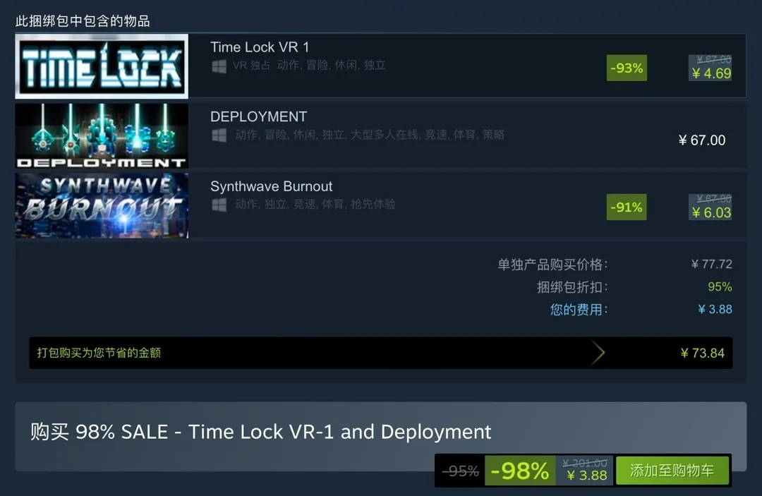 原价¥201现仅需¥3.88！Steam最强捆绑包（含链接）