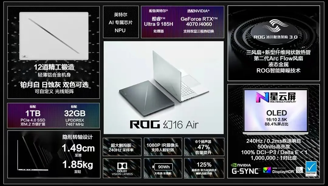 ROG幻 14/16 Air开启预约，起售价10499元