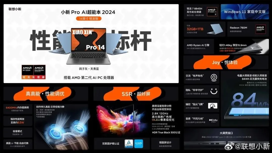 联想小新14/16  2024锐龙版发布