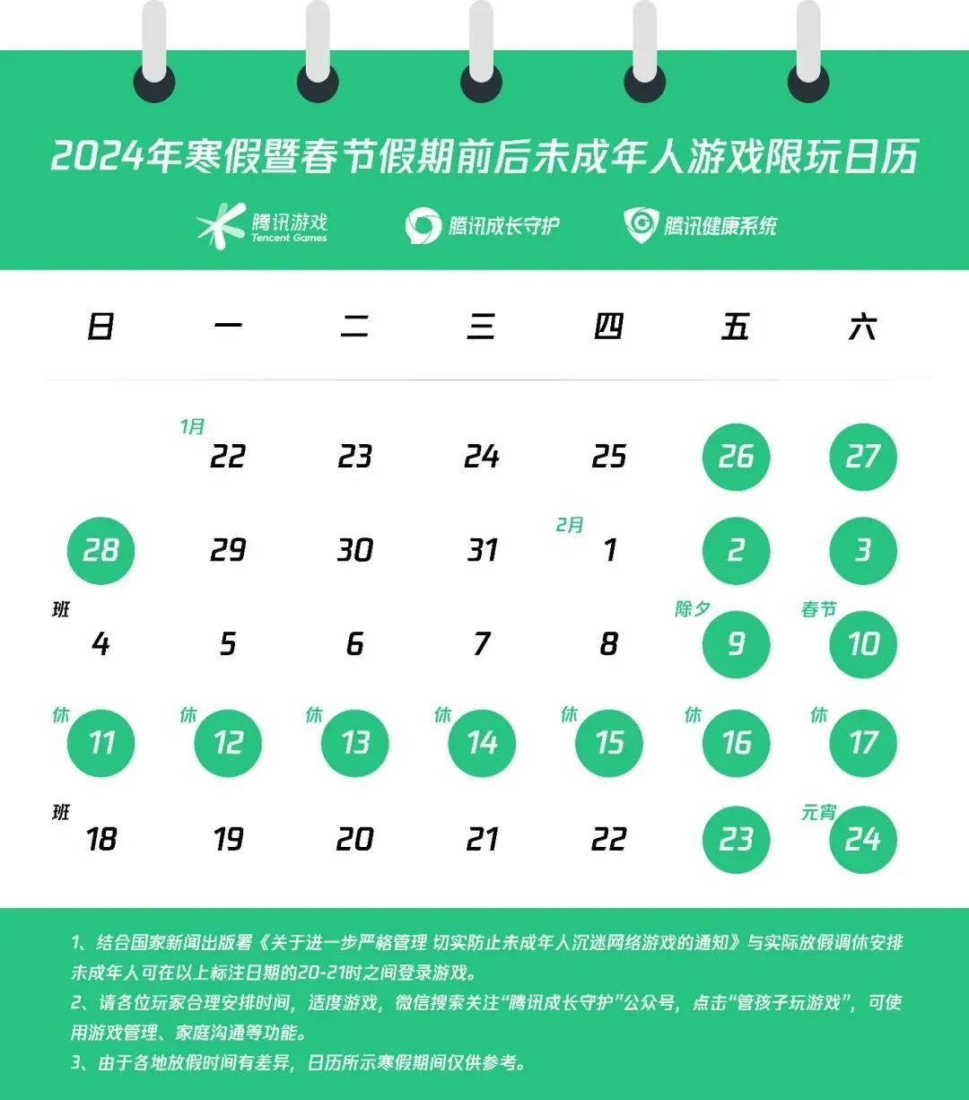 字节正与腾讯商谈游戏项目出售；腾讯公布未成年人寒假限玩日历