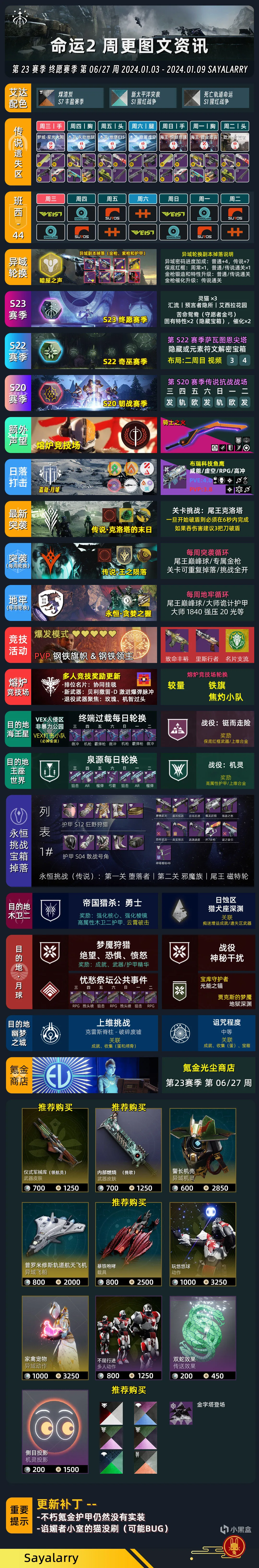 《命运2 周报 2024.01.03》钢铁曙光节丨本周攻略合集