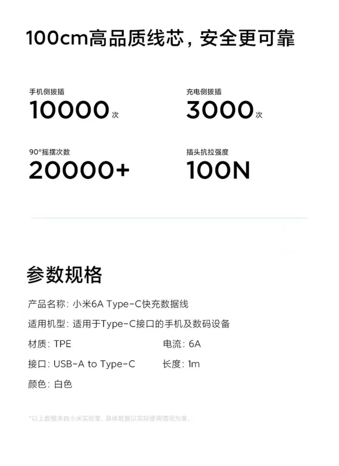 小米原装6AType-C快充数据线：仅售26元