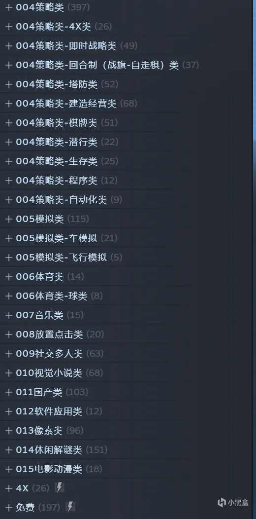 steam游戏分类？